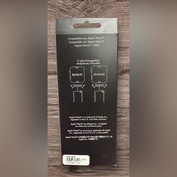 Kate Spade NY BLACK Leather Braided Apple Watch Band 38/40/41/42/44/45/49mm NWT - Picture 2 of 2